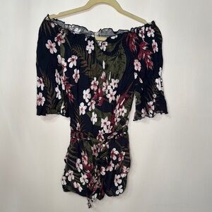 Chaser Floral Print Off The Shoulder Romper NWT